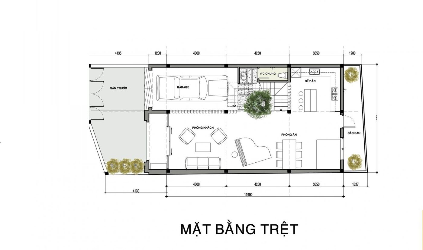 mẫu nhà 3 tầng 8x13m